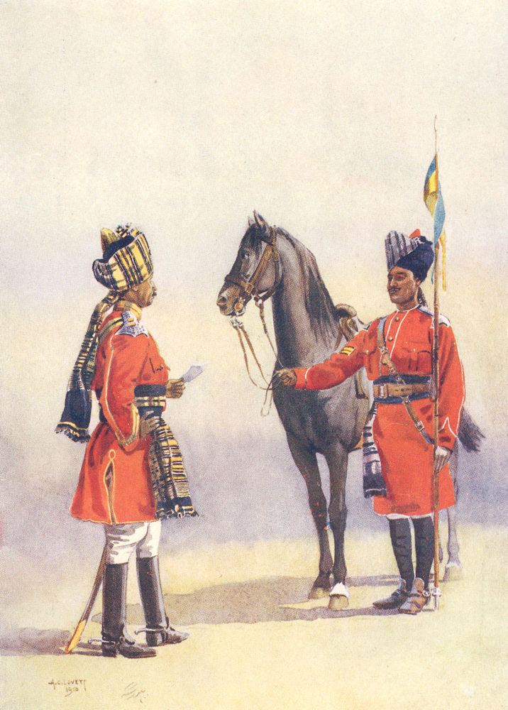 Associate Product INDIA. Indian Army. Alwar Lancers; Commandant Chogan Rajput 1911 old print