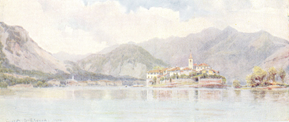 ITALY. Baveno and Isola Pescatori, Lake Maggiore 1907 old antique print
