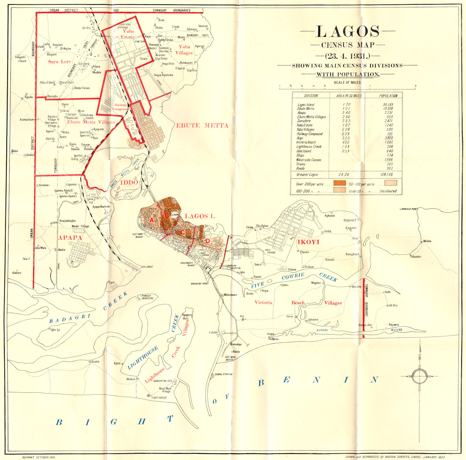 NIGERIA. Map of the Colony and Protectorate of Nigeria 1935 1936 old