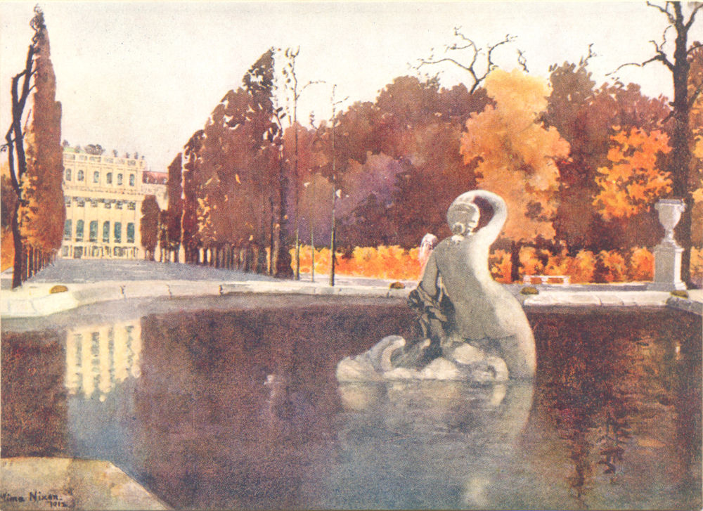 AUSTRIA. The Palace, Schonbrunn 1916 old antique vintage print picture
