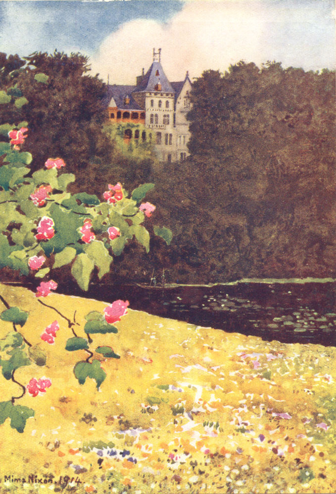 AUSTRIA. Schloss zu Gmunden, from the Chestnut Avenue 1916 old antique print