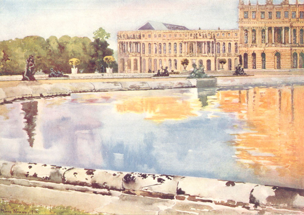 YVELINES. France. North Wing of Palace, Parterre D'Eau, Versailles 1916 print