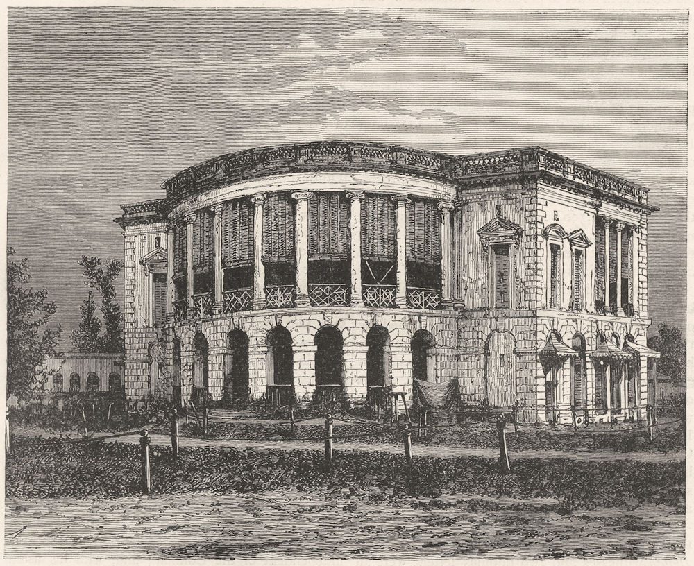 Associate Product INDIA. European residence in Calcutta(Kolkata) c1880 old antique print picture