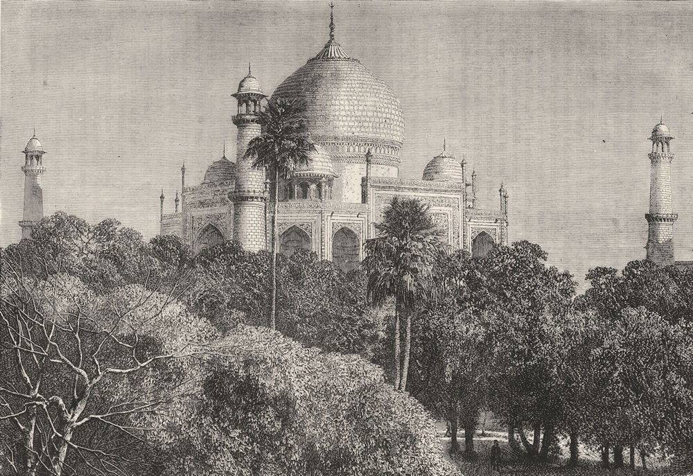 INDIA. The gardens of the Taj, Agra c1880 old antique vintage print picture