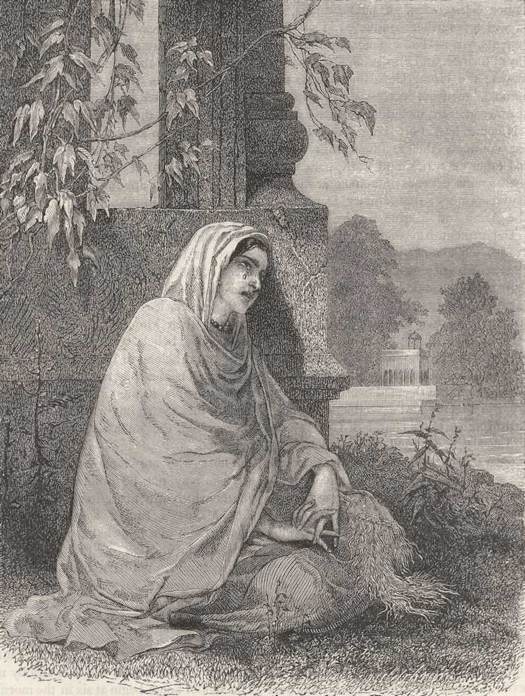 INDIA. A Kashmir widow c1880 old antique vintage print picture