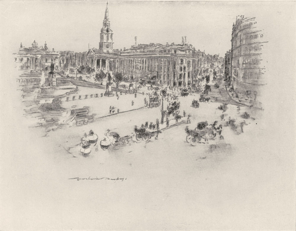 LONDON. England. Trafalgar Square, London 1920 old antique print picture