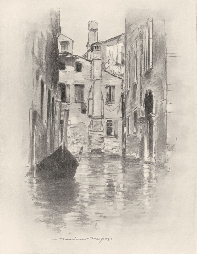 VENICE. Italy. Street in Venice 1920 old antique vintage print picture