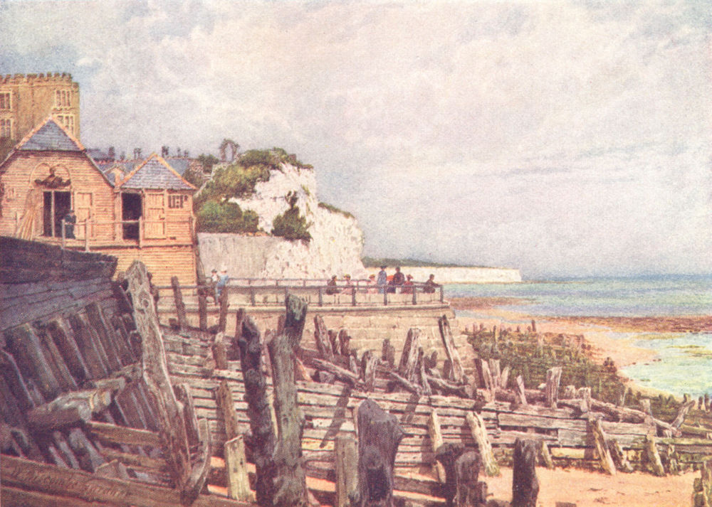 Associate Product KENT. An old bit of Broadstairs from the Pier 1907 antique print picture
