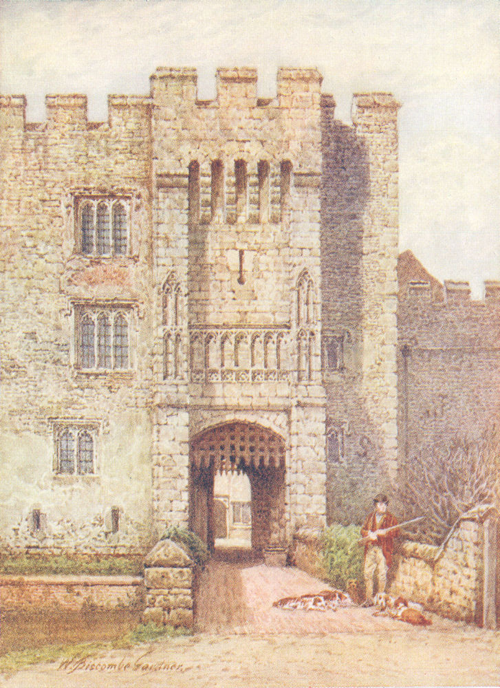 KENT. Entrance to Hever Castle 1907 old antique vintage print picture