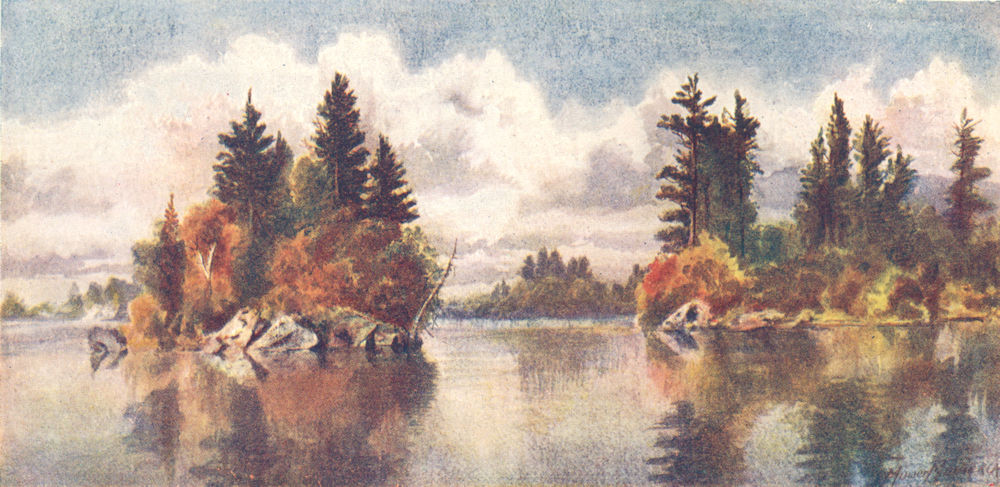 Associate Product CANADA. Canadian lake Region. Autumn, bays, Muskoka 1907 old antique print