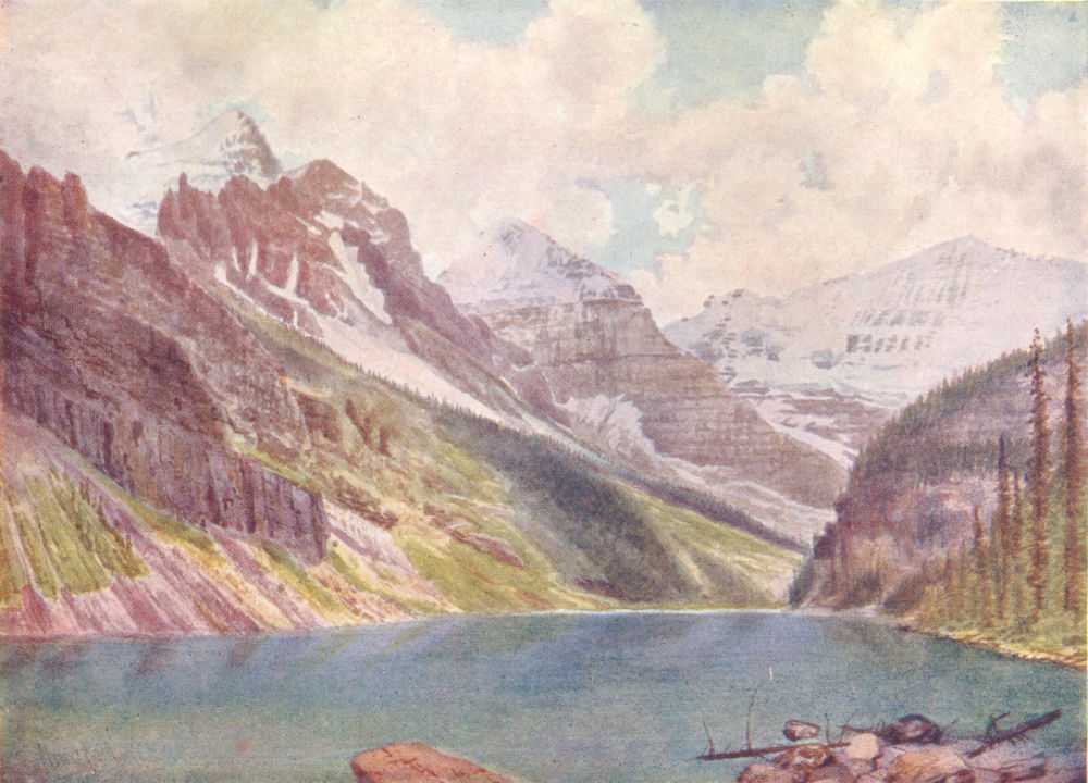 Associate Product CANADA. Mounts Aberdeen, Lefroy, and Victoria, on Lake Louise 1907 old print