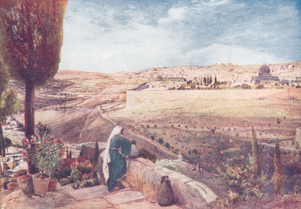 Associate Product ISRAEL. Jerusalem traditional spot, Mount of Olives Christ wept, city 1902