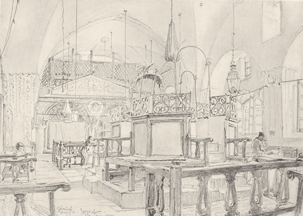 Associate Product JERUSALEM. Spanish synagogue in Jerusalem-Interior 1902 old antique print