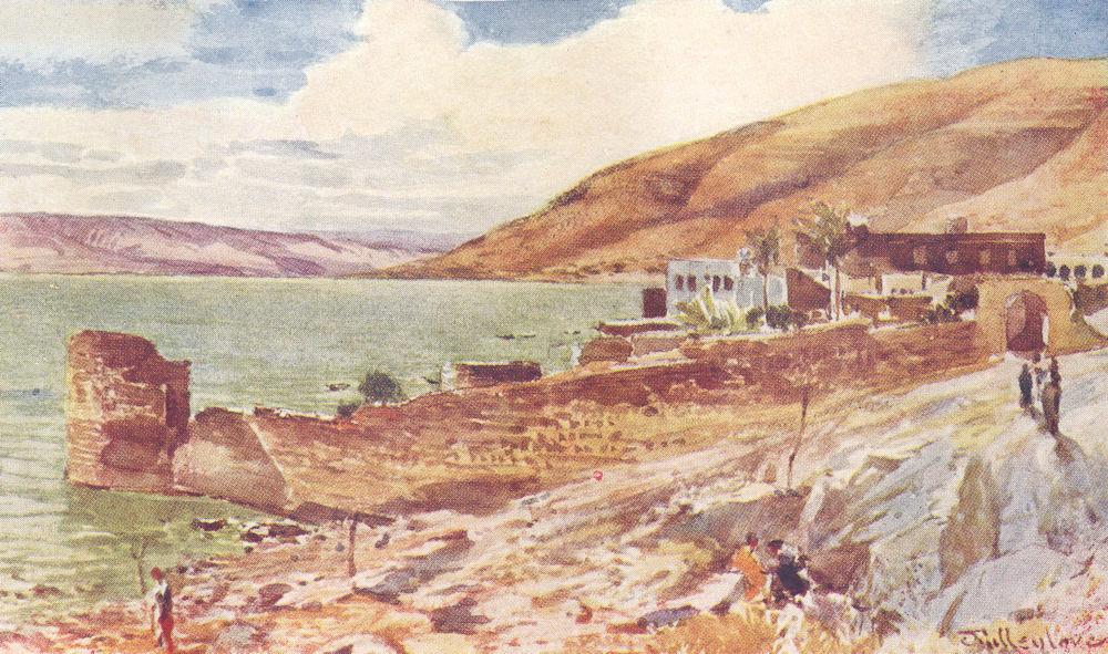 Associate Product ISRAEL. The lake of Galilee, looking south from Tiberias 1902 old print