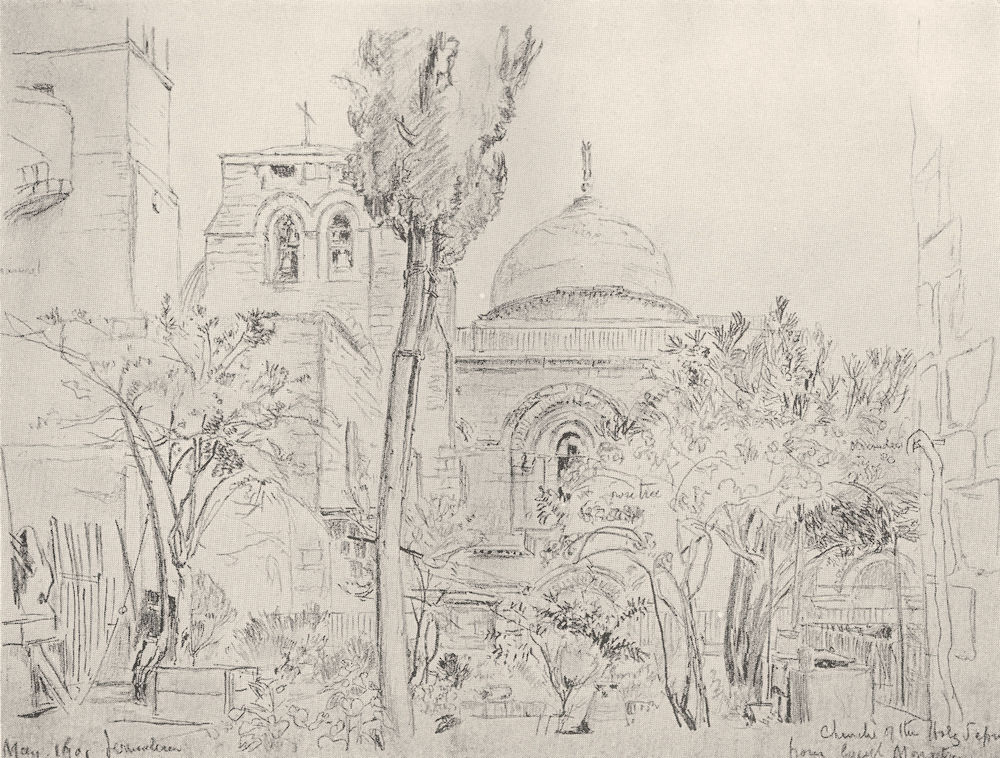 Associate Product JERUSALEM. Church Holy Sepulchre garden of Greek Monastery 1902 old print