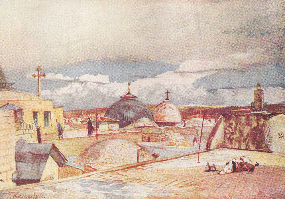 Associate Product JERUSALEM. Domes of Holy Sepulchre from House-top, Mount Zion 1902 old print