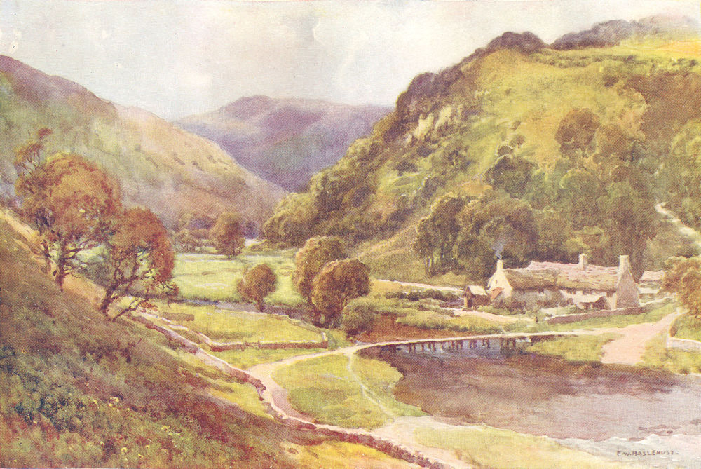 Associate Product Monsal Dale, the Peak District. Derbyshire. By Ernest Haslehust 1920 old print