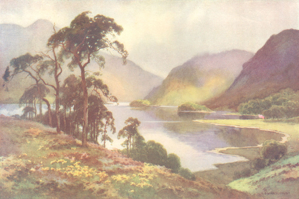 Associate Product Thirlmere and Helvellyn, Lake district. Cumbria. By Ernest Haslehust 1920