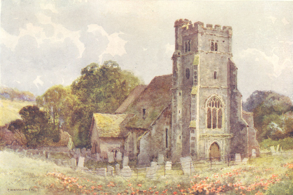 Associate Product Shorne Church. Kent. By Ernest Haslehust 1920 old vintage print picture