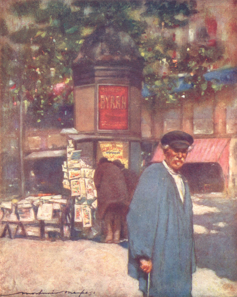 Associate Product PARIS. A Kiosk on the Boulevard 1909 old antique vintage print picture
