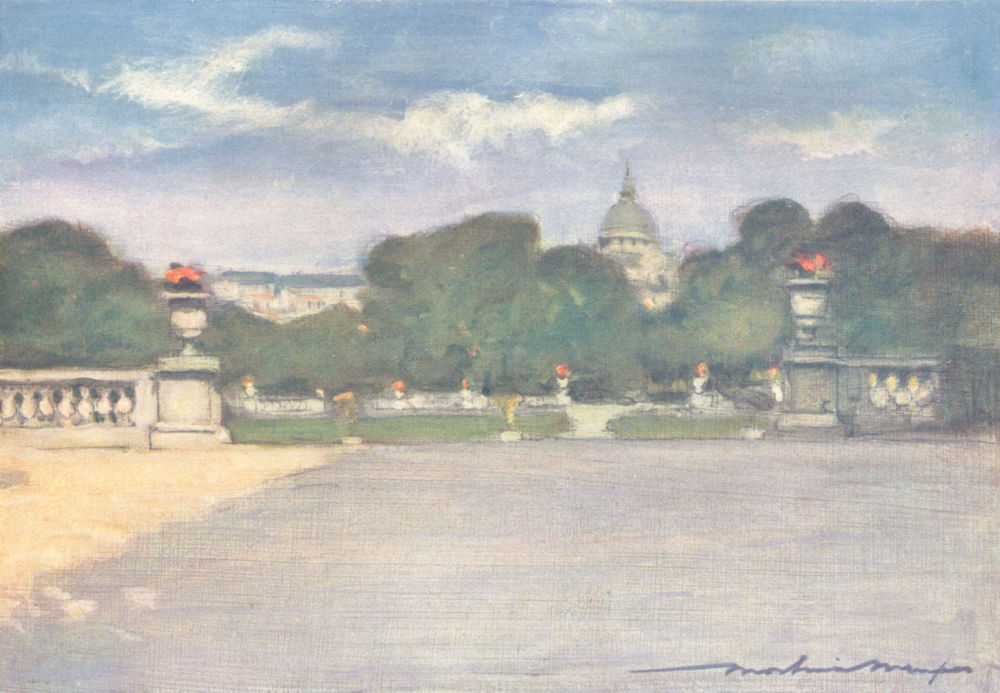 PARIS. The Tuileries Gardens 1909 old antique vintage print picture