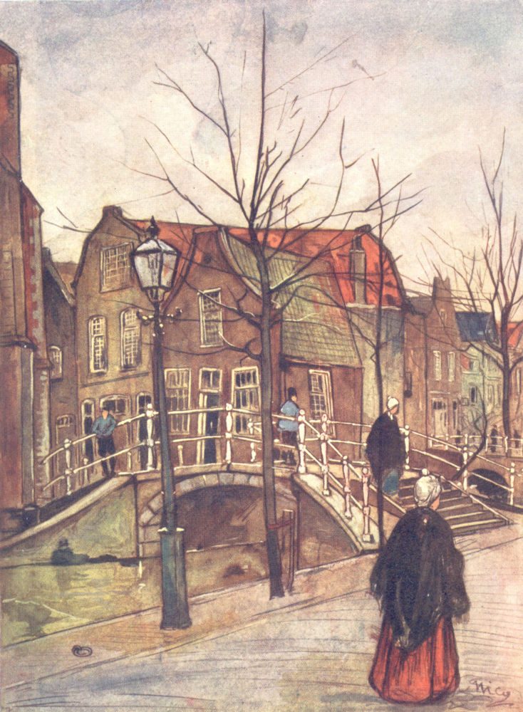 NETHERLANDS. South Holland. Vrouw Jutte land, Delft 1904 old antique print