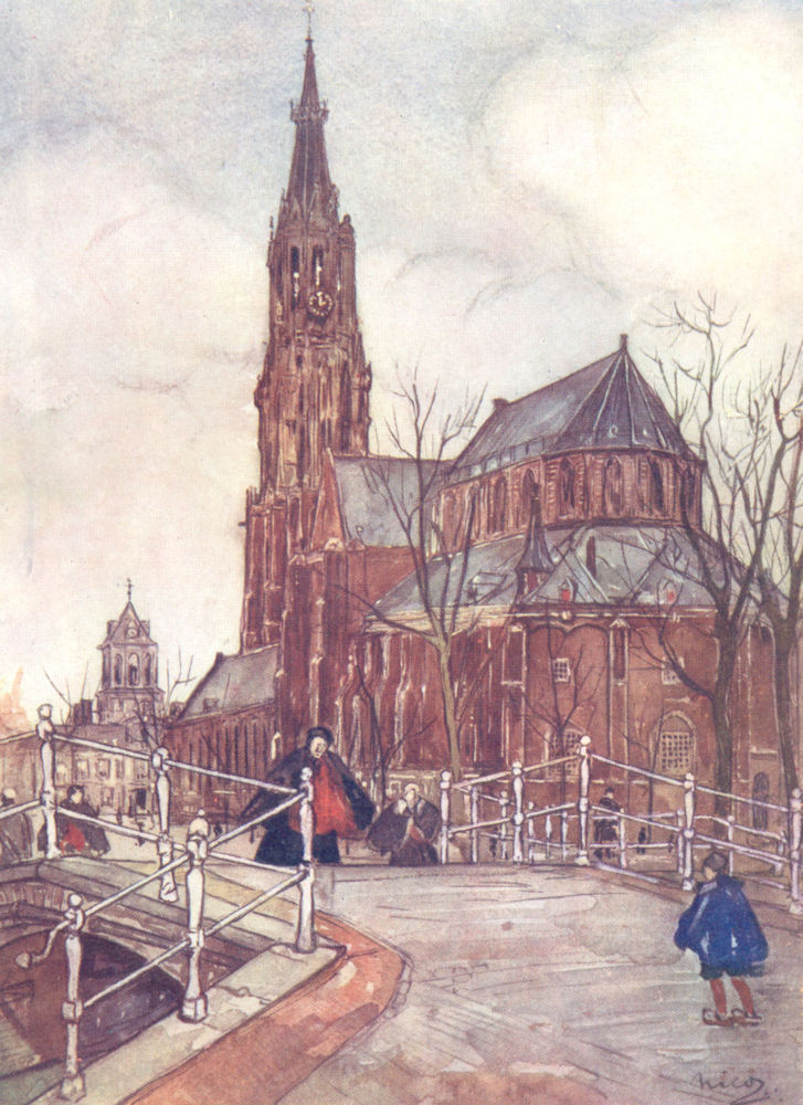 NETHERLANDS. South Holland. The Nieuwe Kerk, Delft 1904 old antique print