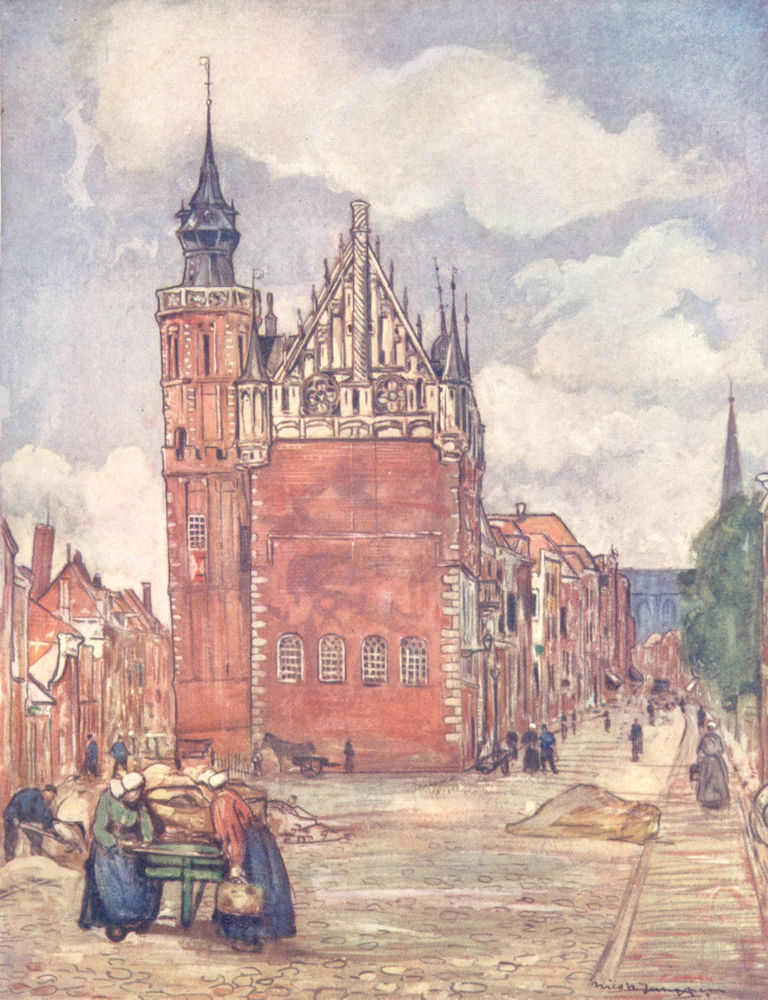 Associate Product NETHERLANDS. Overijssel. The Town-hall of Kampen 1904 old antique print
