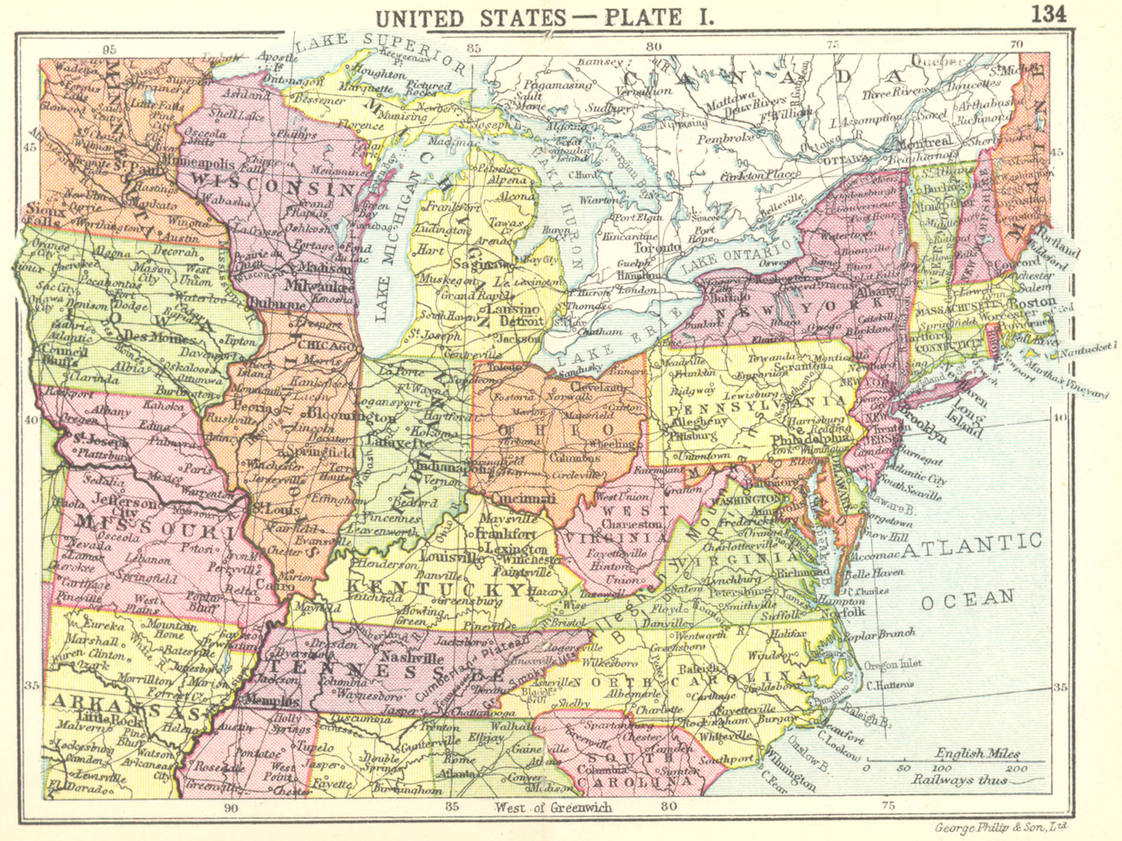 Associate Product USA. United States-Plate I; Small map 1912 old antique vintage plan chart