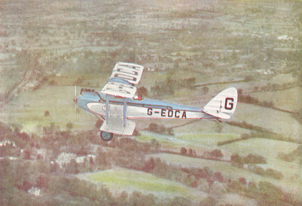 Associate Product AIRCRAFT. D H Moth in flight 1930 old vintage print picture