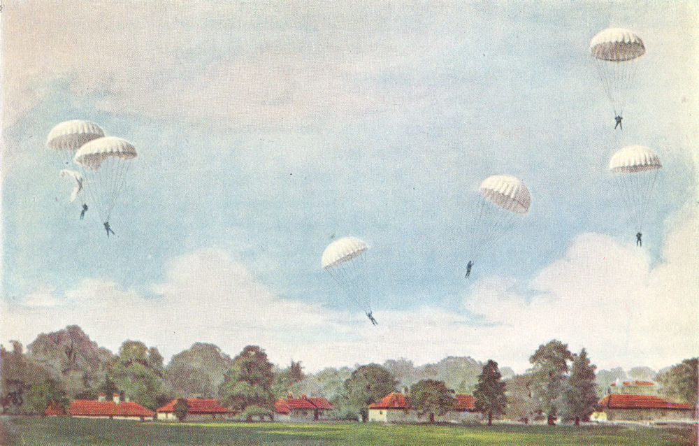 Associate Product AIRCRAFT. Parachute descents 1930 old vintage print picture