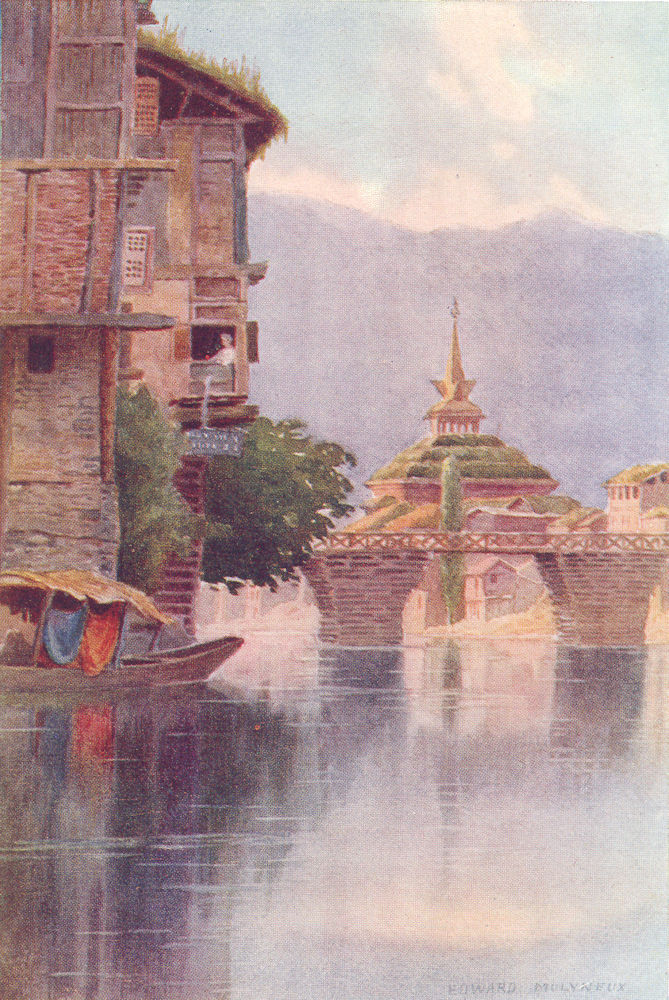 KASHMIR. Mosque of Shah Hamadan, Srinagar 1924 old vintage print picture