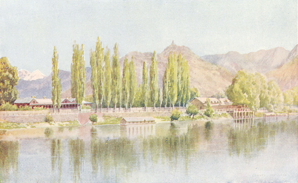 Associate Product KASHMIR. The residency and club, Srinagar 1924 old vintage print picture