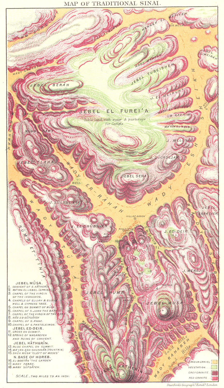 Associate Product EGYPT. Map of Traditional Sinai geological 1883 old antique plan chart