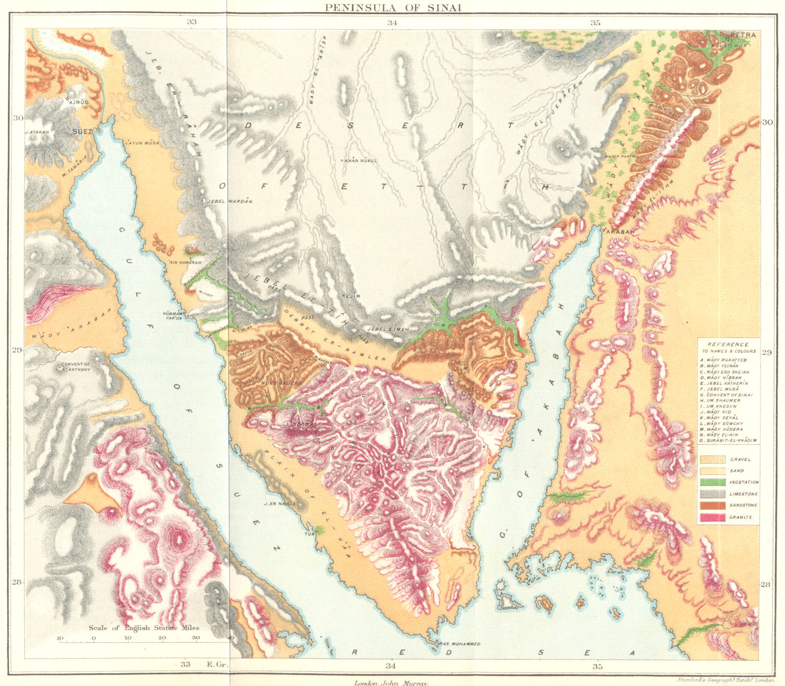 Associate Product EGYPT. Peninsula of Sinai geological 1883 old antique vintage map plan chart