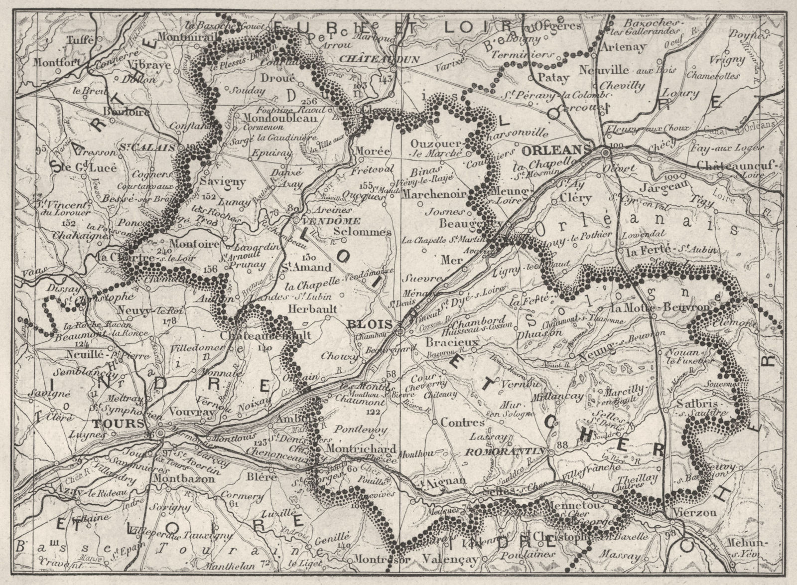 LOIR-ET-CHER. Loir-et-Cher 1878 old antique vintage map plan chart