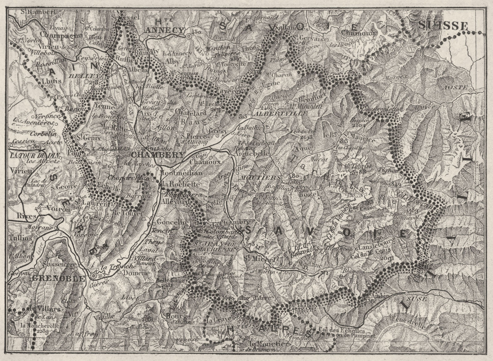 SAVOIE. Savoie 1878 old antique vintage map plan chart