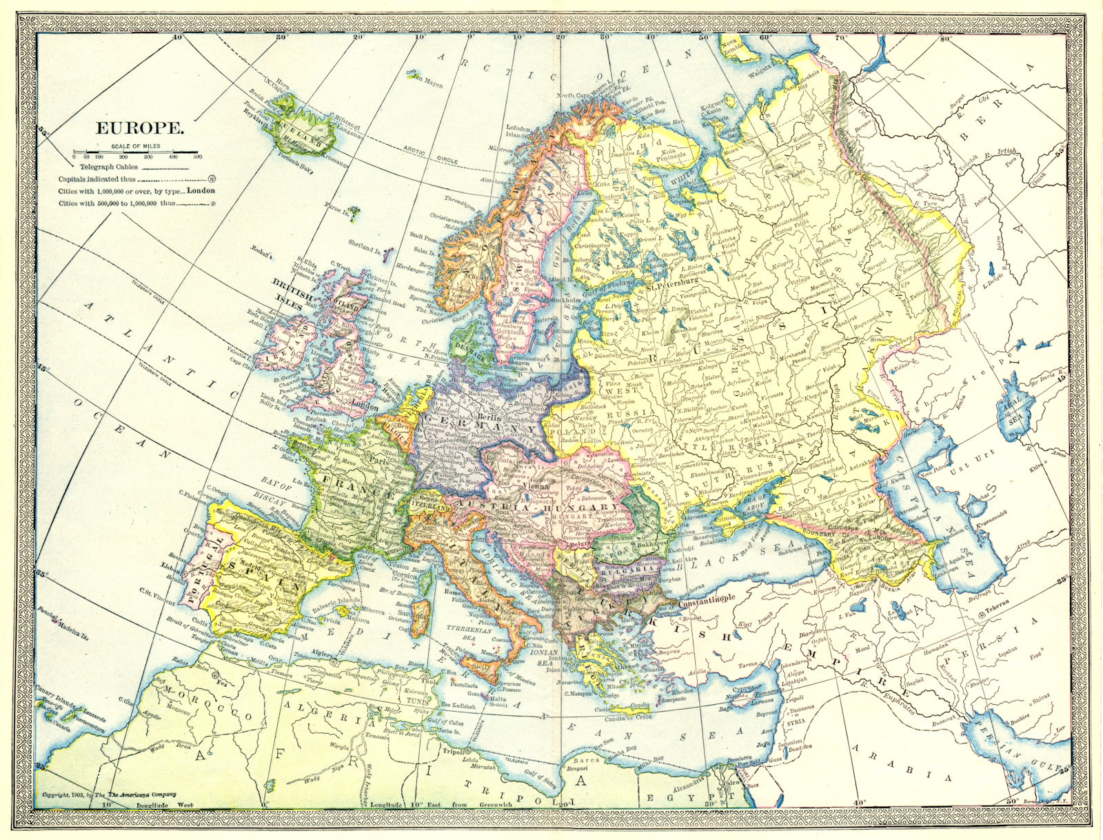 Associate Product EUROPE POLITICAL. Austria-Hungary. Turkey in Europe 1907 old antique map chart