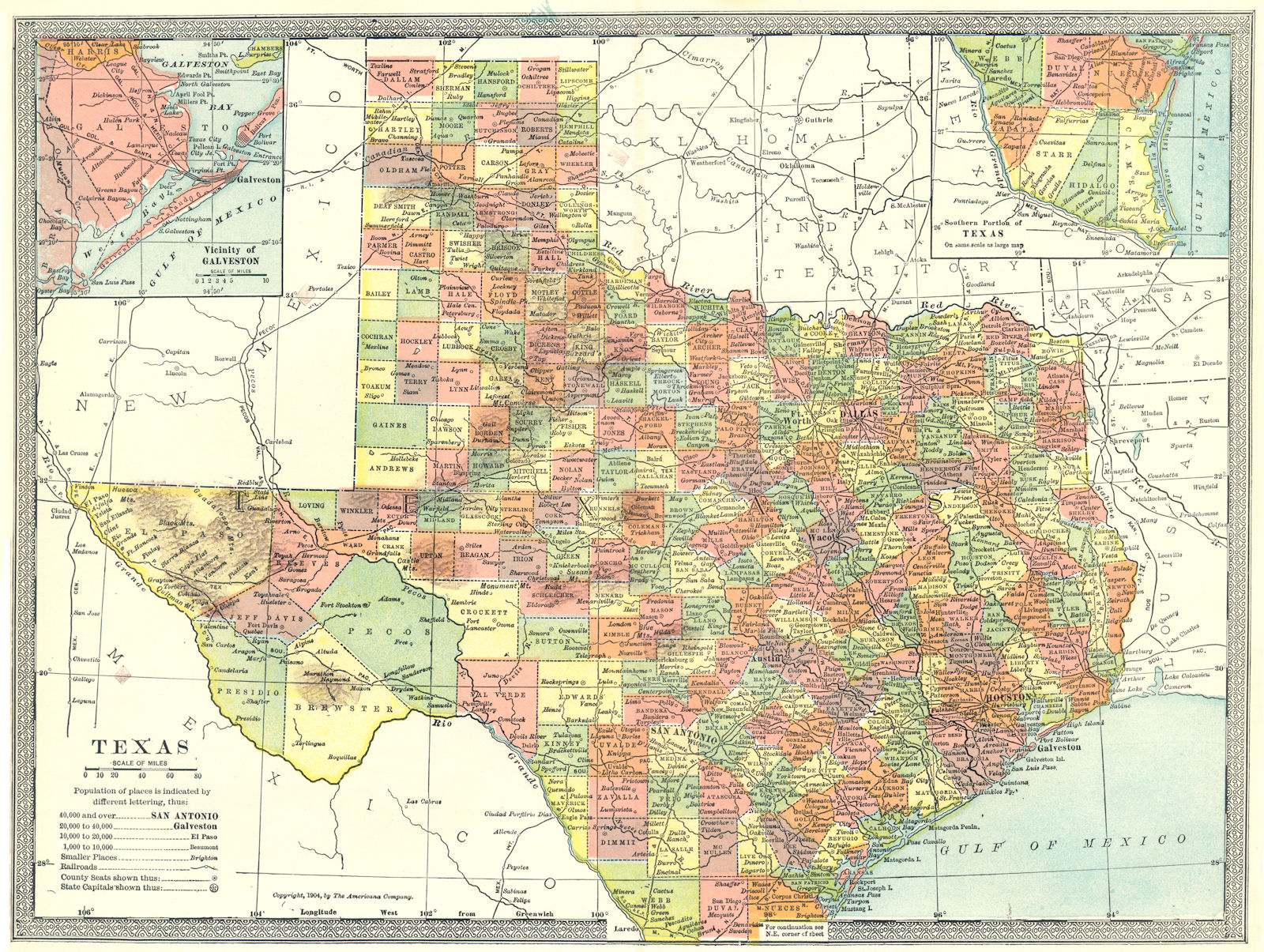 Associate Product TEXAS state map. Counties. Galveston environs 1907 old antique plan chart