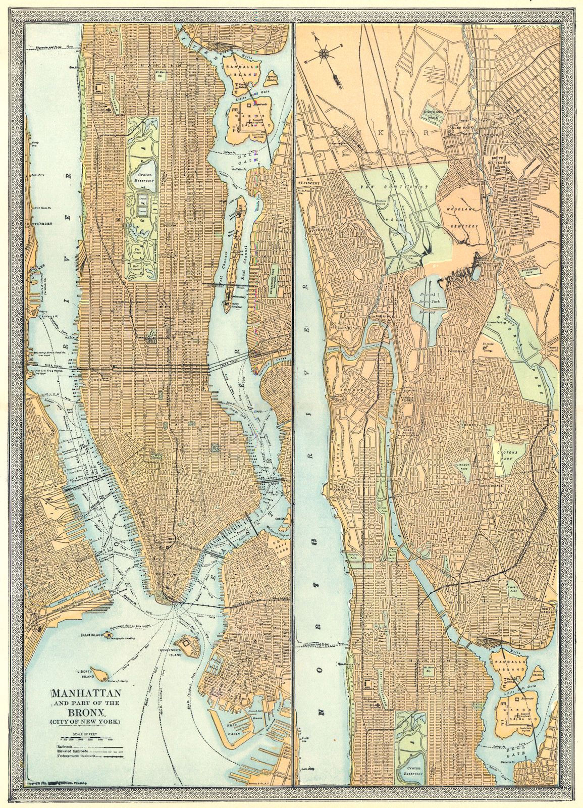 MANHATTAN town/city plan. Bronx. New York City 1907 old antique map chart