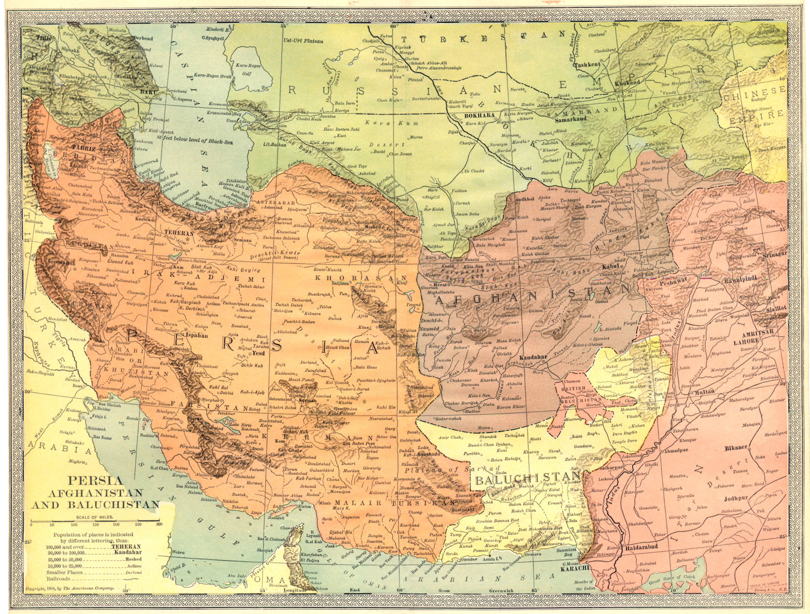 Associate Product SOUTHWEST ASIA. Persia Afghanistan and Baluchistan. Pakistan Iran 1907 old map