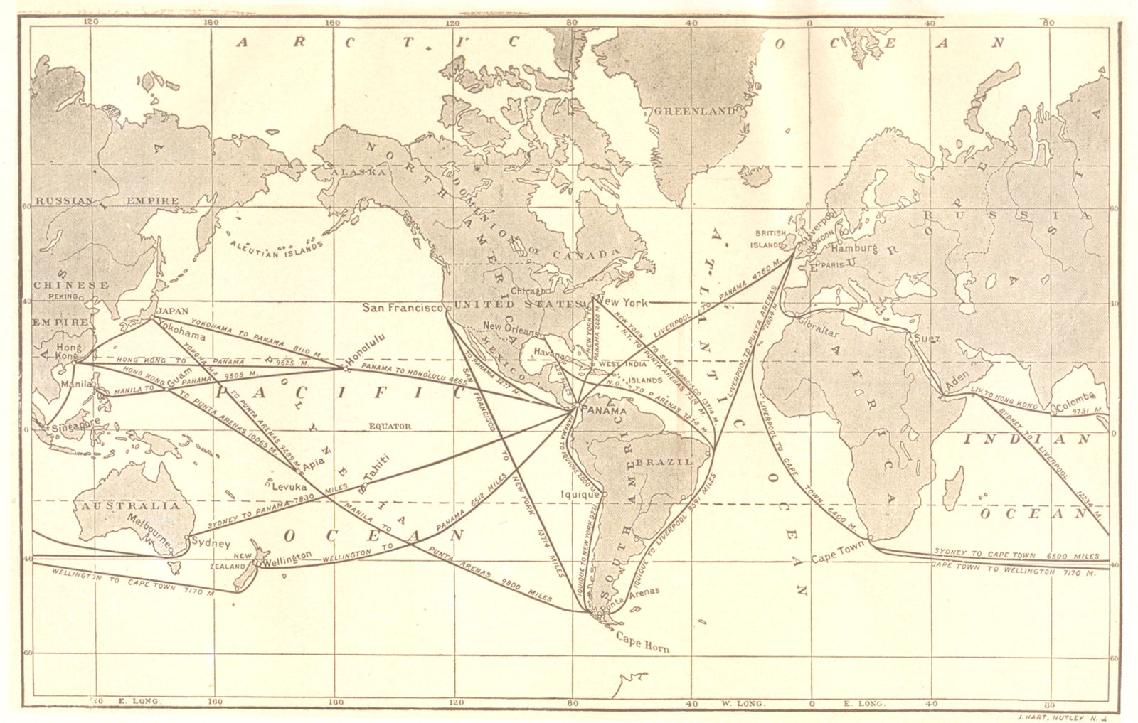 Associate Product 'How the PANAMA CANAL will shorten world trade routes'. Shipping routes 1907 map