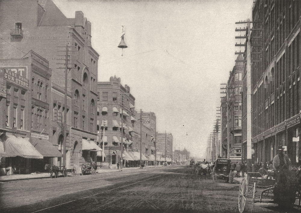 WASHINGTON. A business street of Spokane 1907 old antique print picture