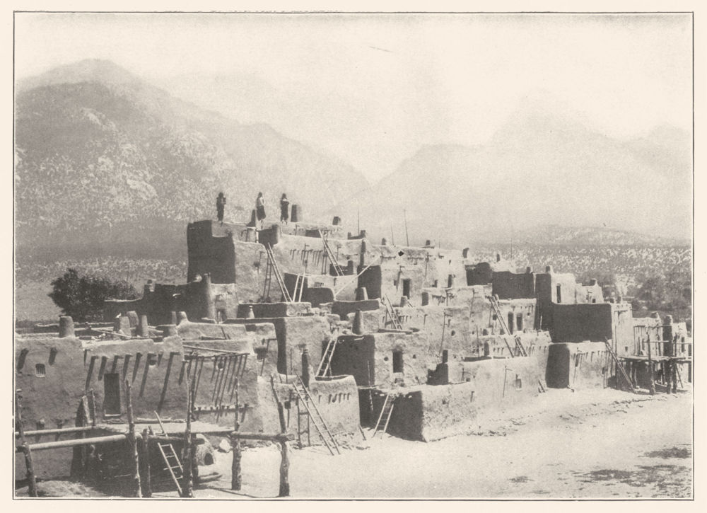 TOWNS. Pueblo Indian Village 1907 old antique vintage print picture