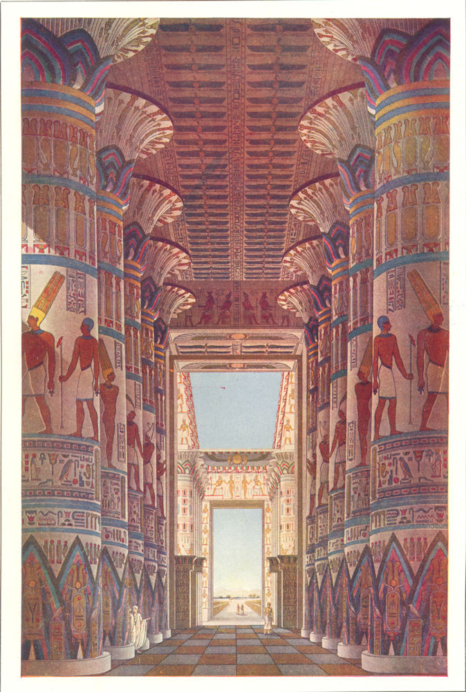 EGYPT. Hall of columns in the temple of Karnak(Restored) 1907 old print