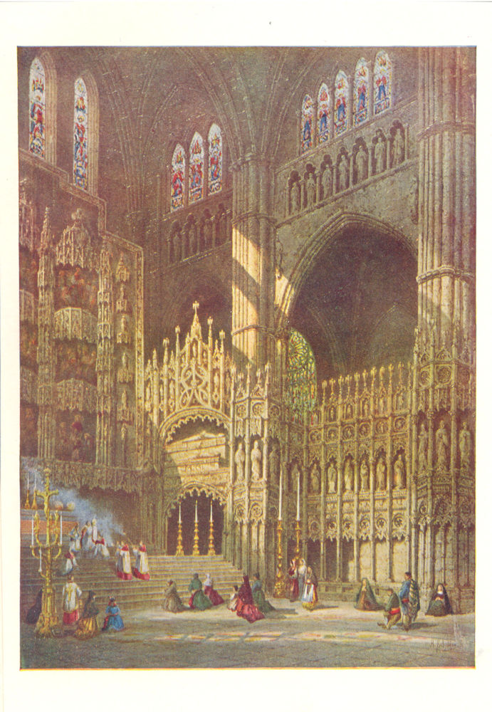 Associate Product SPAIN. Interior of Cathedral at Toledo, Spain 1907 old antique print picture
