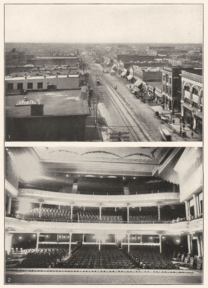 Associate Product OKLAHOMA. 1 Birdseye city; 2 Overholser's Opera House 1907 old antique print