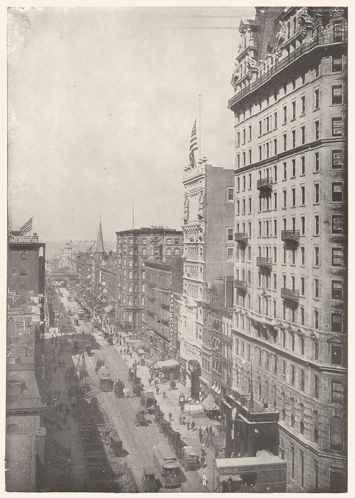NEW YORK. Looking west, 42nd street; Hotel Manhattan 1907 old antique print