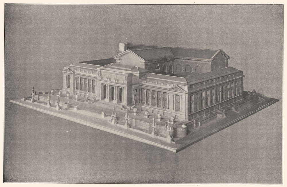 NEW YORK. Public Library Architect's model 1907 old antique print picture