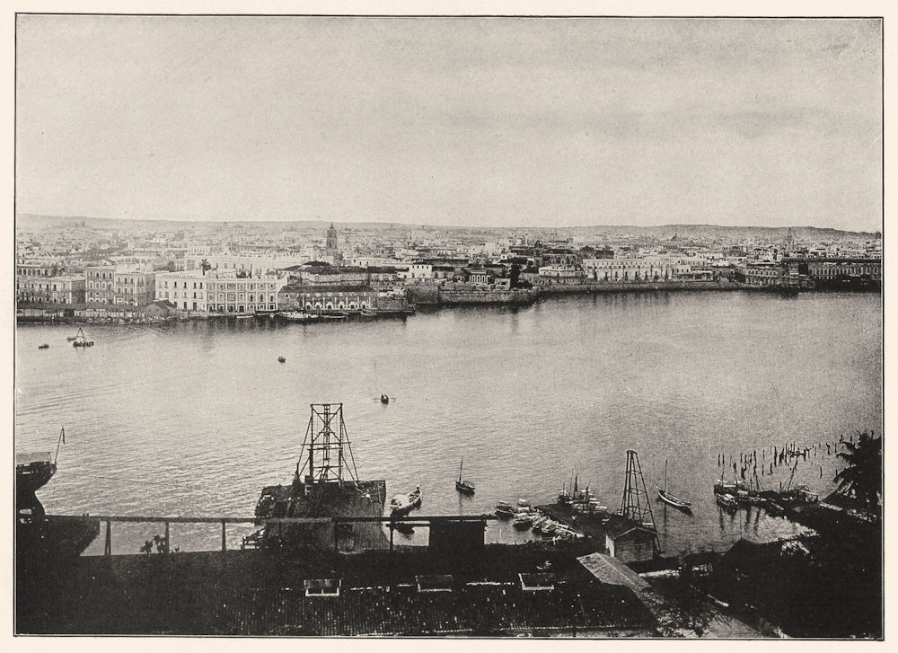 Associate Product CUBA. Havana; View of Havana from Cabanas 1907 old antique print picture